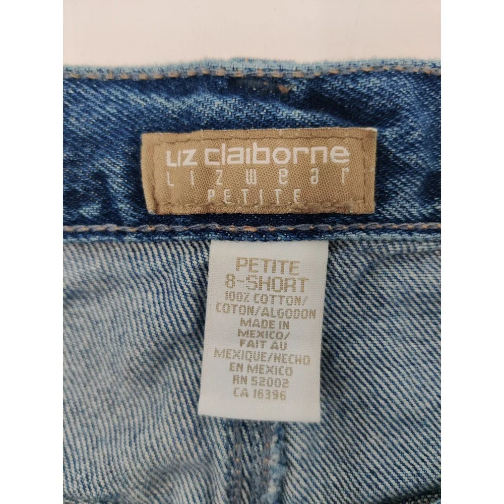 Liz Claiborne‎ Petite Womens Jeans Blue High Rise Relaxed Fit Size 8 Short